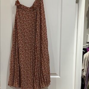 Lucy Paris Brown Orange Wrap Midi Skirt